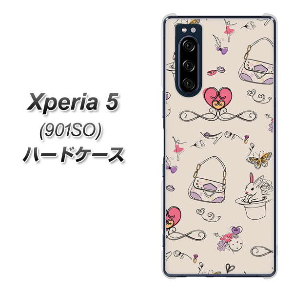 softbank エクスペリア5 901SO 高画質仕上げ 背面印刷 ハードケース【705 うさぎとバッグ】