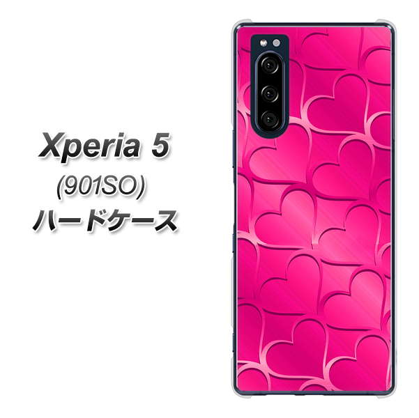 softbank エクスペリア5 901SO 高画質仕上げ 背面印刷 ハードケース【1347 かくれハート（ショッキングピンク）】