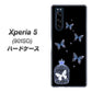 softbank エクスペリア5 901SO 高画質仕上げ 背面印刷 ハードケース【AG812 蝶の王冠鳥かご（黒×青）】