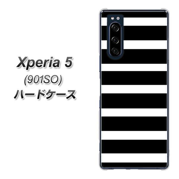 softbank エクスペリア5 901SO 高画質仕上げ 背面印刷 ハードケース【EK879 ボーダーブラック（L）】