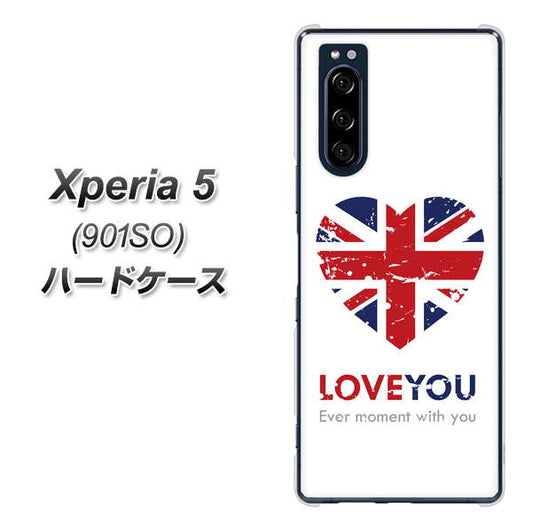 softbank エクスペリア5 901SO 高画質仕上げ 背面印刷 ハードケース【SC803 ユニオンジャック ハートビンテージ】