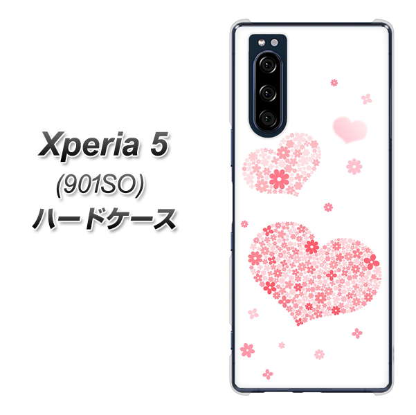 softbank エクスペリア5 901SO 高画質仕上げ 背面印刷 ハードケース【SC824 ピンクのハート】