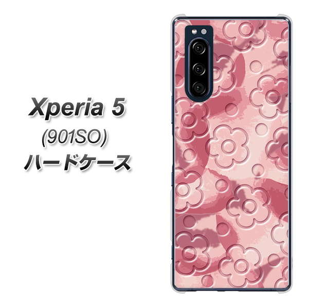 softbank エクスペリア5 901SO 高画質仕上げ 背面印刷 ハードケース【SC846 フラワーヴェルニ花ピンク（ローズヴェルール）】