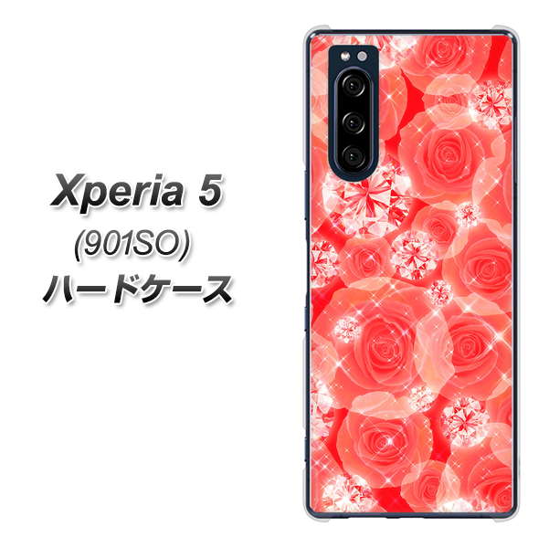 softbank エクスペリア5 901SO 高画質仕上げ 背面印刷 ハードケース【VA816 ダイヤモンドとバラ】