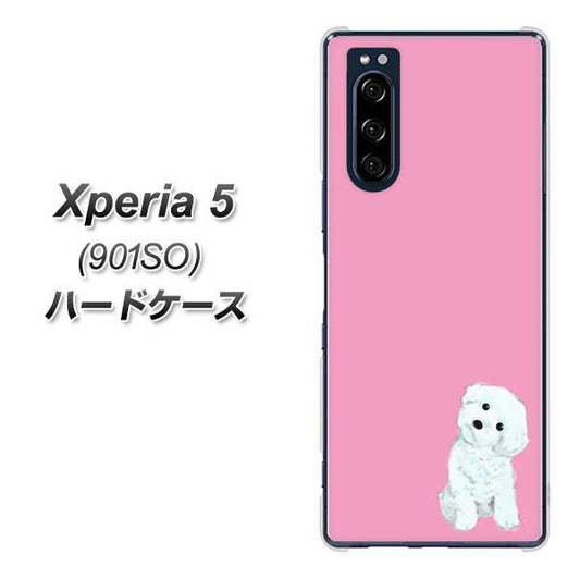 softbank エクスペリア5 901SO 高画質仕上げ 背面印刷 ハードケース【YJ069 トイプードルホワイト（ピンク）】