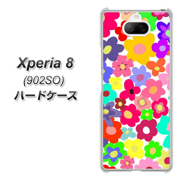 softbank エクスペリア8 902SO 高画質仕上げ 背面印刷 ハードケース【782 春のルーズフラワーWH】