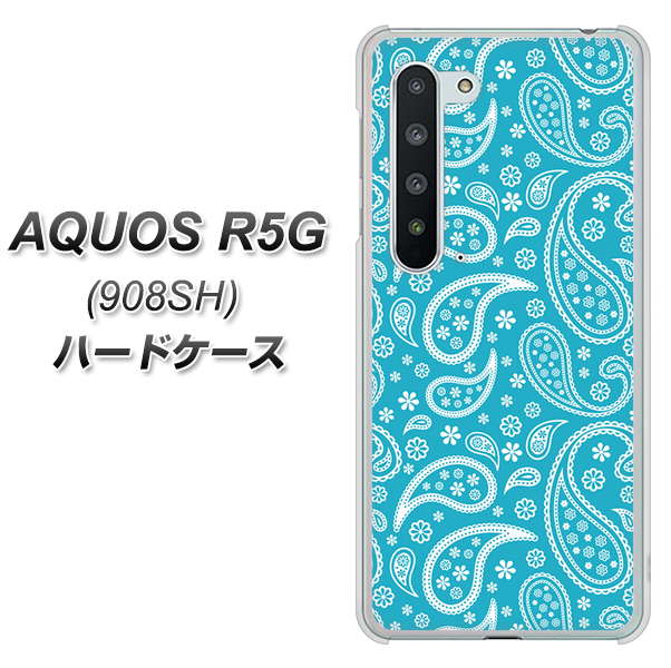 Softbank アクオス R5G 908SH 高画質仕上げ 背面印刷 ハードケース【766 ペイズリーブルー】