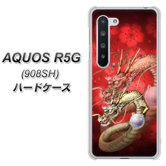 Softbank アクオス R5G 908SH 高画質仕上げ 背面印刷 ハードケース【1004 桜と龍】