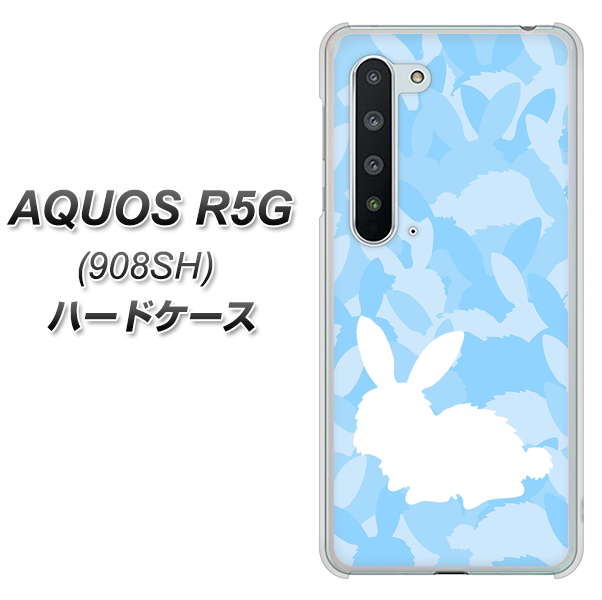 Softbank アクオス R5G 908SH 高画質仕上げ 背面印刷 ハードケース【AG805 うさぎ迷彩風（水色）】