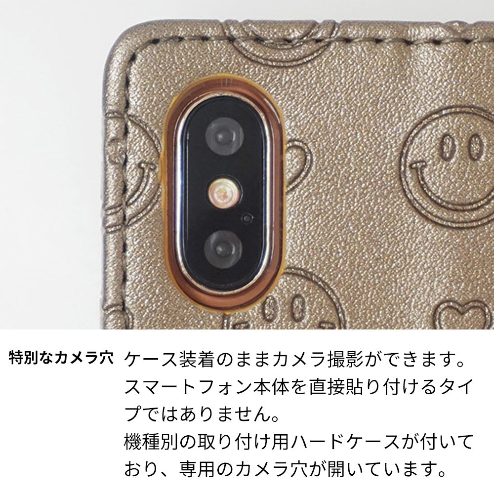 iPhone XS スマホケース 手帳型 ニコちゃん ハート デコ ラインストーン バックル