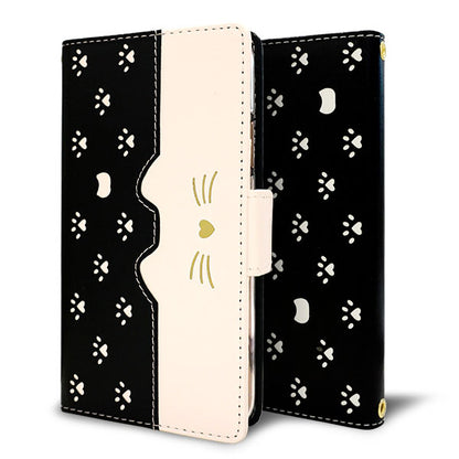 arrows We F-51B docomo スマホケース 手帳型 ねこ 肉球 ミラー付き スタンド付き 耐衝撃