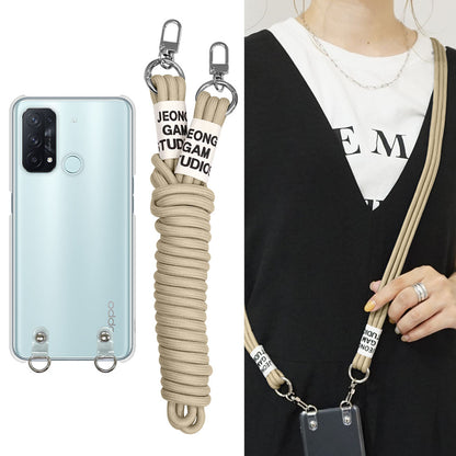 AQUOS sense basic 702SH SoftBank スマホショルダー 透明 クリアハードケース 3連紐ストラップ付 肩掛け