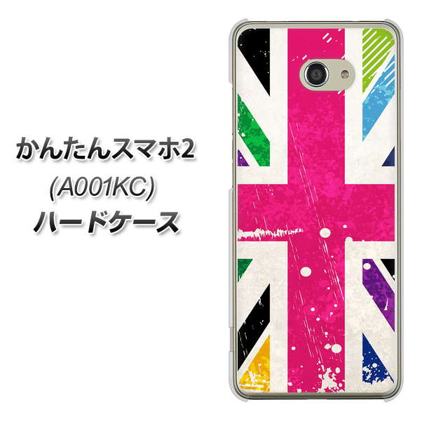 Y!mobile かんたんスマホ2 A001KC 高画質仕上げ 背面印刷 ハードケース【SC806 ユニオンジャック ピンクビンテージ】