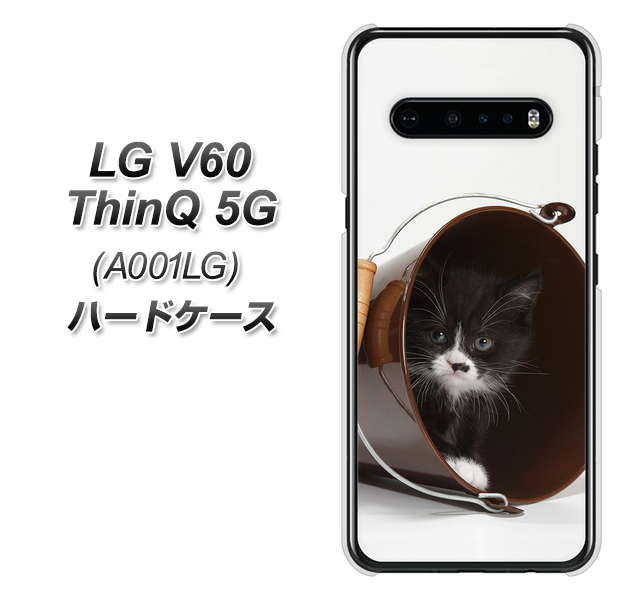 SoftBank LG V60 ThinQ 5G A001LG 高画質仕上げ 背面印刷 ハードケース【VA800 ネコとバケツ】