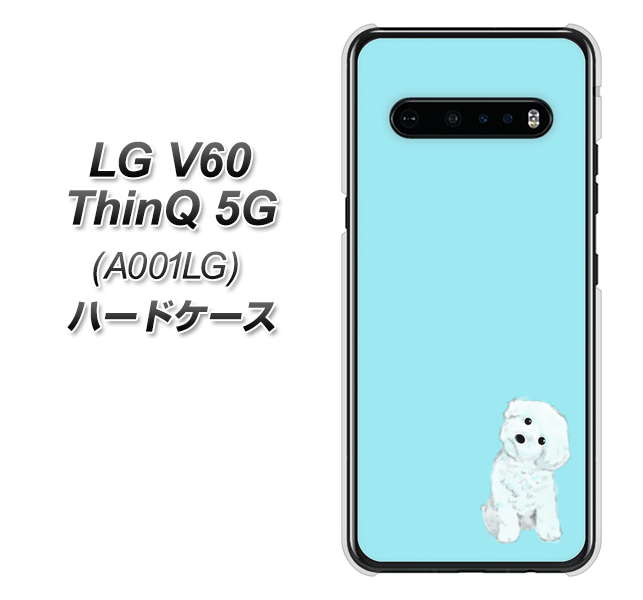 SoftBank LG V60 ThinQ 5G A001LG 高画質仕上げ 背面印刷 ハードケース【YJ070 トイプードルホワイト（ブルー）】