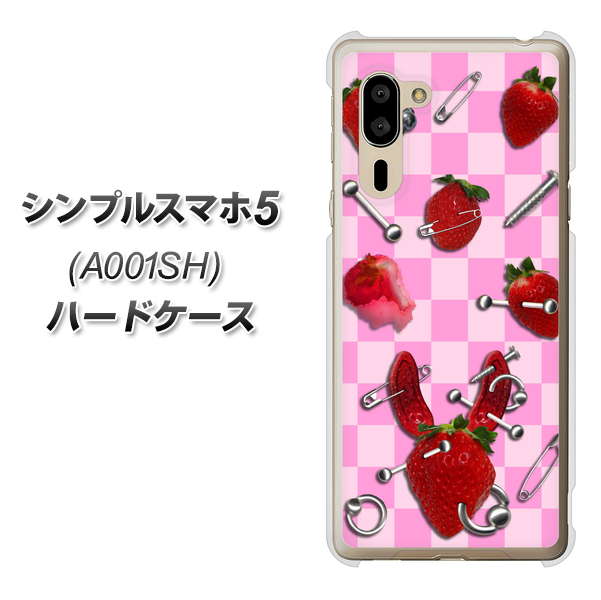SoftBank シンプルスマホ5 A001SH 高画質仕上げ 背面印刷 ハードケース【AG832 苺パンク（ピンク）】