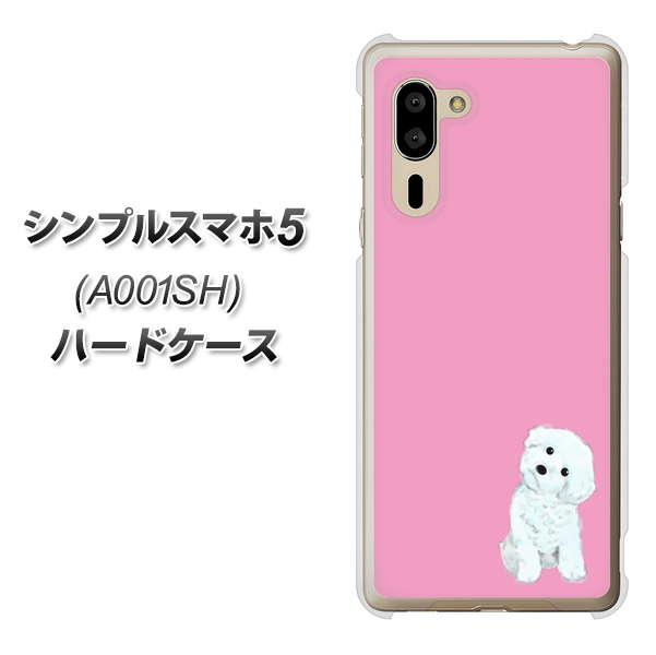 SoftBank シンプルスマホ5 A001SH 高画質仕上げ 背面印刷 ハードケース【YJ069 トイプードルホワイト（ピンク）】