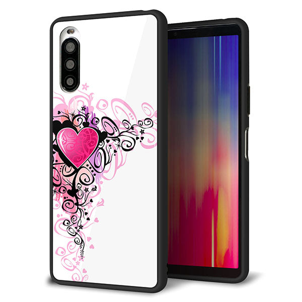 Y!mobile エクスペリア10 II A001SO 強化ガラス＆TPUスマホケース ガラプリ【007 スタイリッシュハート】