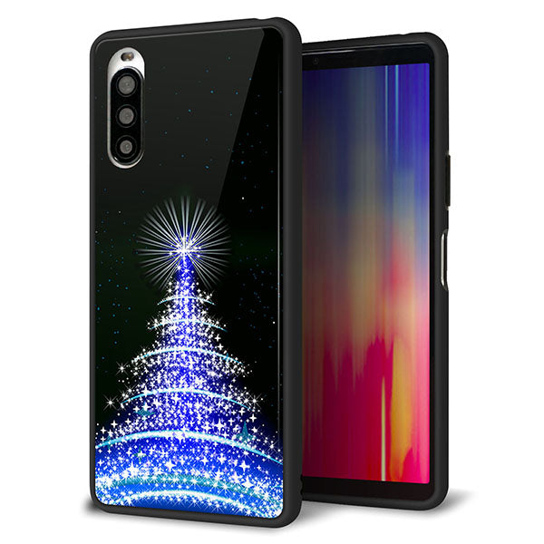 Y!mobile エクスペリア10 II A001SO 強化ガラス＆TPUスマホケース ガラプリ【589 ブルーライトツリー】