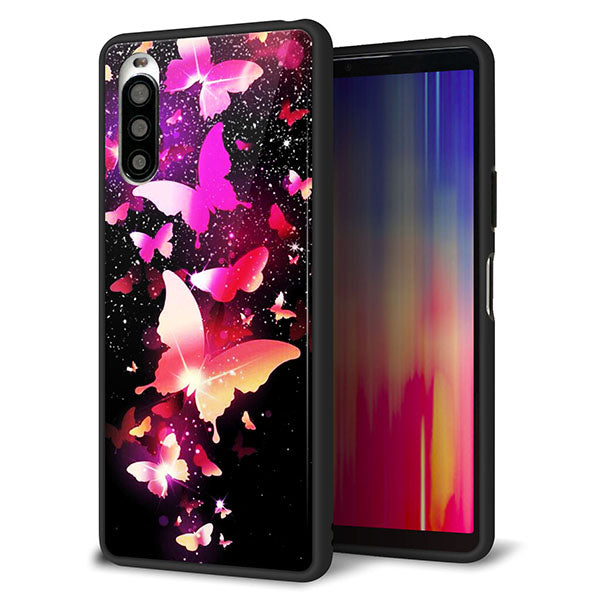 Y!mobile エクスペリア10 II A001SO 強化ガラス＆TPUスマホケース ガラプリ【MA991 蝶C】
