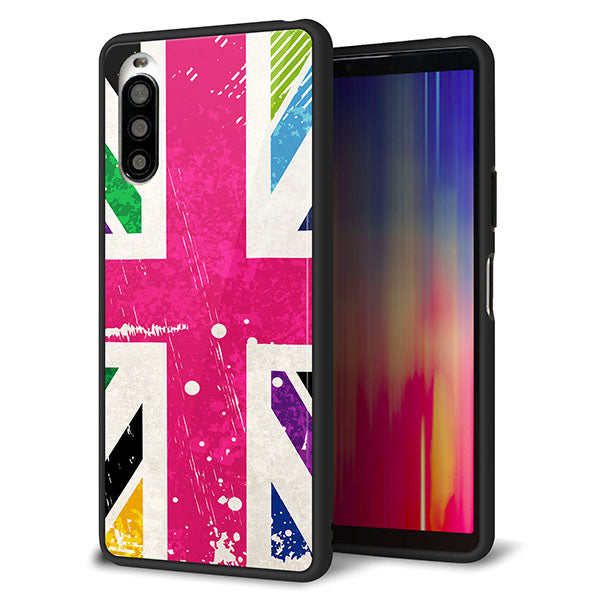Y!mobile エクスペリア10 II A001SO 強化ガラス＆TPUスマホケース ガラプリ【SC806 ユニオンジャック ピンクビンテージ】