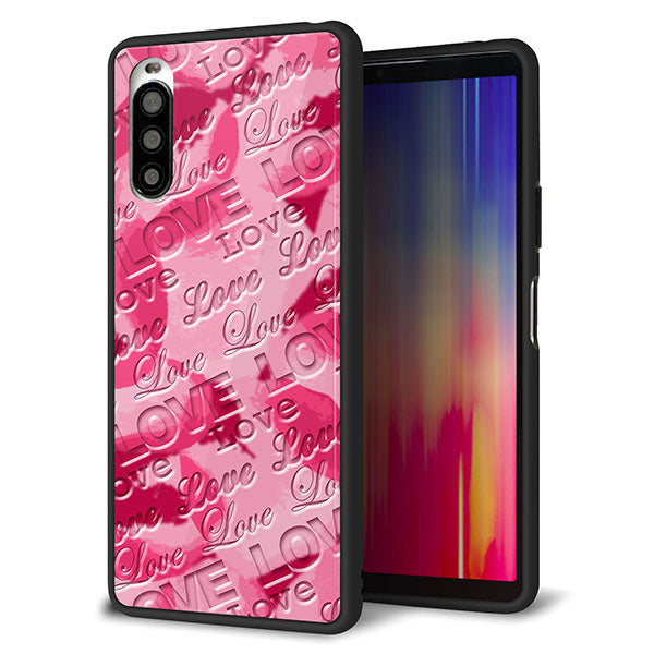 Y!mobile エクスペリア10 II A001SO 強化ガラス＆TPUスマホケース ガラプリ【SC845 フラワーヴェルニLOVE濃いピンク（ローズアンディアン）】
