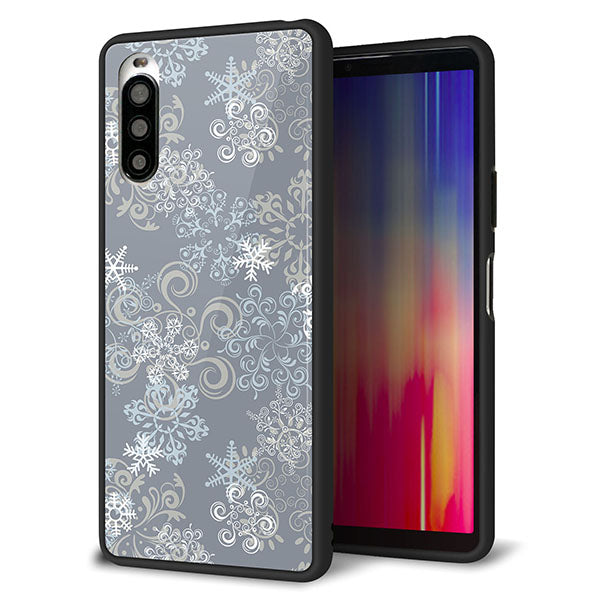 Y!mobile エクスペリア10 II A001SO 強化ガラス＆TPUスマホケース ガラプリ【XA801 雪の結晶】