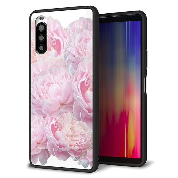 Y!mobile エクスペリア10 II A001SO 強化ガラス＆TPUスマホケース ガラプリ【YI885 フラワー６】