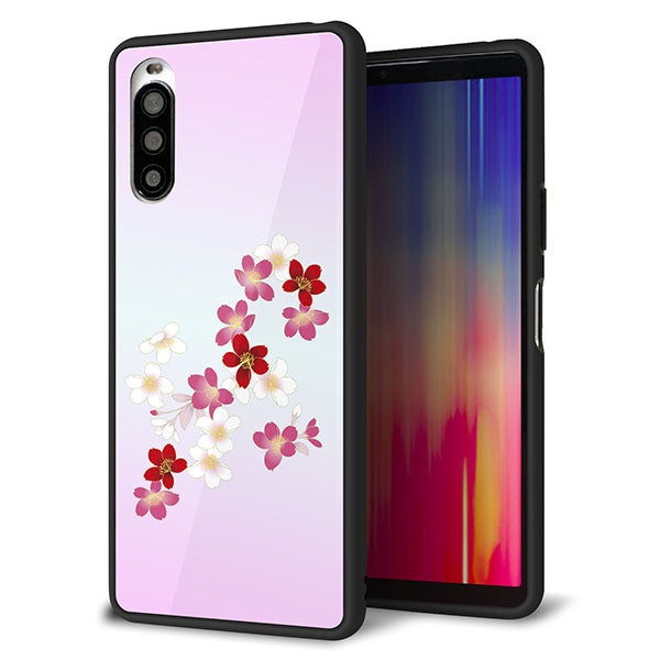 Y!mobile エクスペリア10 II A001SO 強化ガラス＆TPUスマホケース ガラプリ【YJ320 桜 和】