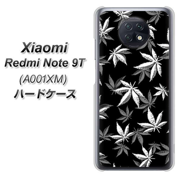 SoftBank Xiaomi（シャオミ）Redmi Note 9T A001XM 高画質仕上げ 背面印刷 ハードケース【064 モノトーン大麻ブラック】