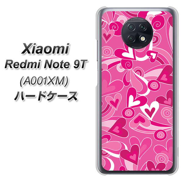 SoftBank Xiaomi（シャオミ）Redmi Note 9T A001XM 高画質仕上げ 背面印刷 ハードケース【383 ピンクのハート】