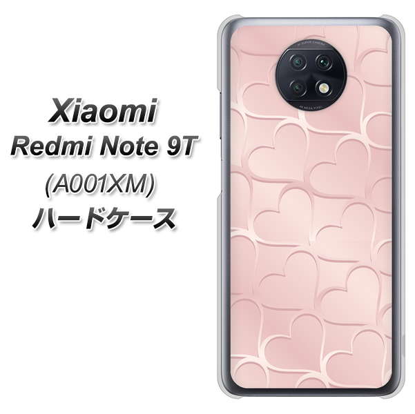 SoftBank Xiaomi（シャオミ）Redmi Note 9T A001XM 高画質仕上げ 背面印刷 ハードケース【1340 かくれハート（ローズピンク）】