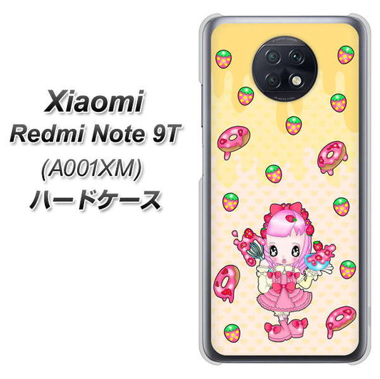 SoftBank Xiaomi（シャオミ）Redmi Note 9T A001XM 高画質仕上げ 背面印刷 ハードケース【AG815 ストロベリードーナツ（水玉黄）】