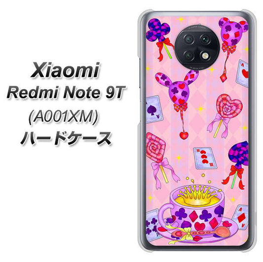SoftBank Xiaomi（シャオミ）Redmi Note 9T A001XM 高画質仕上げ 背面印刷 ハードケース【AG817 トランプティー（ピンク）】