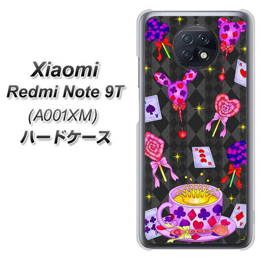 SoftBank Xiaomi（シャオミ）Redmi Note 9T A001XM 高画質仕上げ 背面印刷 ハードケース【AG818 トランプティー（黒）】