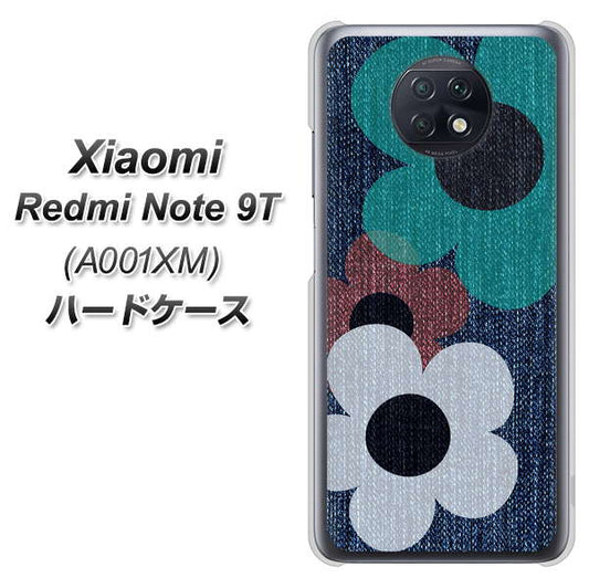 SoftBank Xiaomi（シャオミ）Redmi Note 9T A001XM 高画質仕上げ 背面印刷 ハードケース【EK869 ルーズフラワーinデニム風】