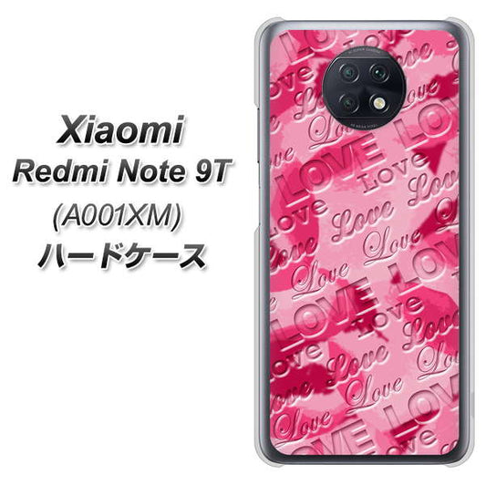 SoftBank Xiaomi（シャオミ）Redmi Note 9T A001XM 高画質仕上げ 背面印刷 ハードケース【SC845 フラワーヴェルニLOVE濃いピンク（ローズアンディアン）】