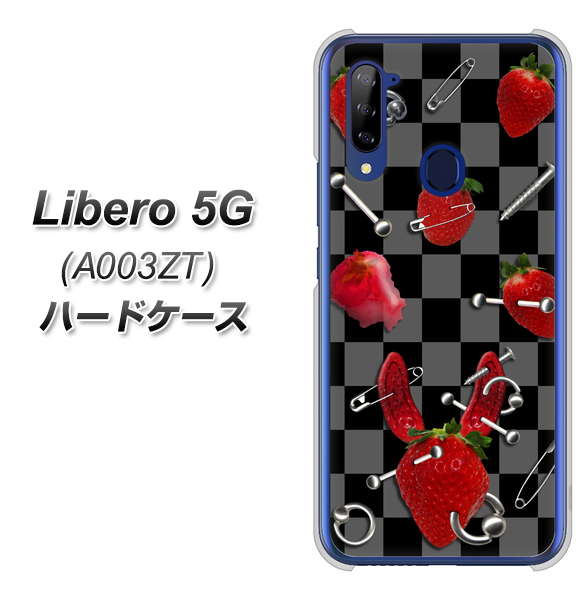 Y!mobile ZTE リベロ5G A003ZT 高画質仕上げ 背面印刷 ハードケース【AG833 苺パンク（黒）】