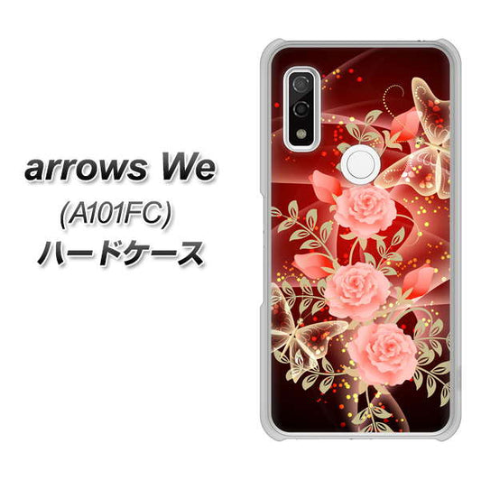 arrows We A101FC 高画質仕上げ 背面印刷 ハードケース【VA824 魅惑の蝶とピンクのバラ】