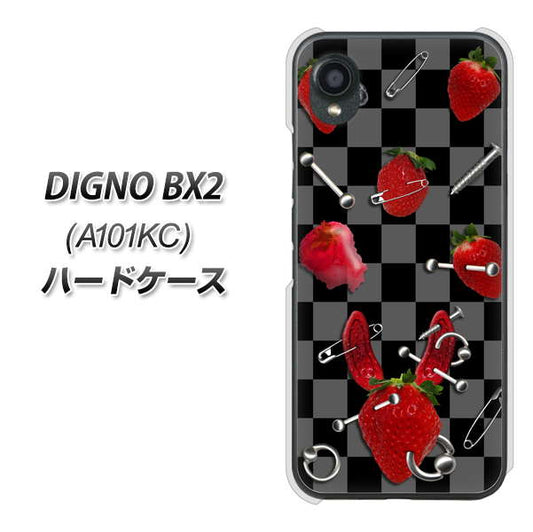 DIGNO BX2 A101KC SoftBank 高画質仕上げ 背面印刷 ハードケース【AG833 苺パンク（黒）】