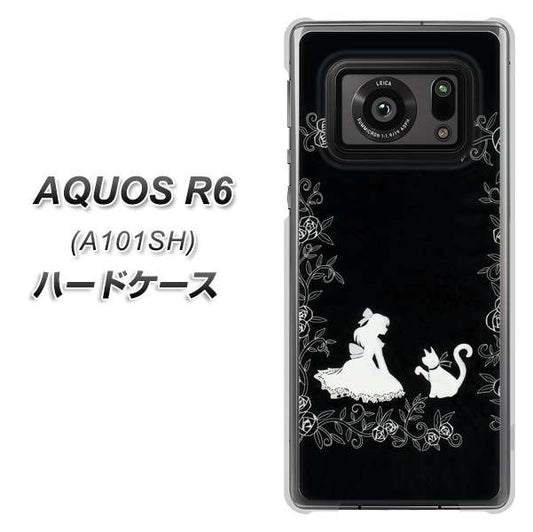 アクオスR6 A101SH 高画質仕上げ 背面印刷 ハードケース【1097 お姫様とネコ（モノトーン）】