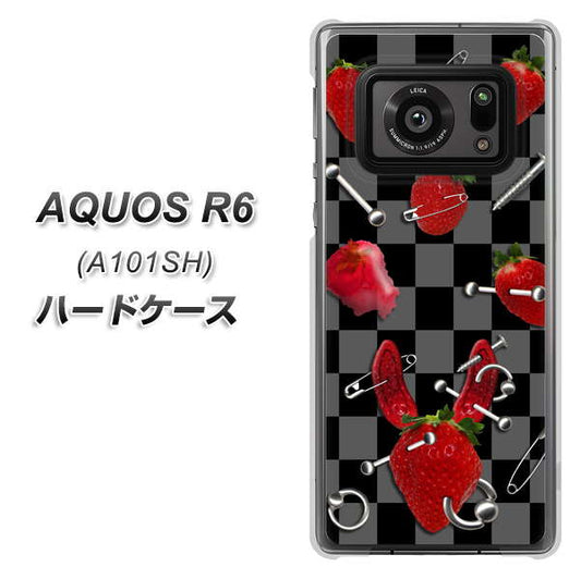 アクオスR6 A101SH 高画質仕上げ 背面印刷 ハードケース【AG833 苺パンク（黒）】