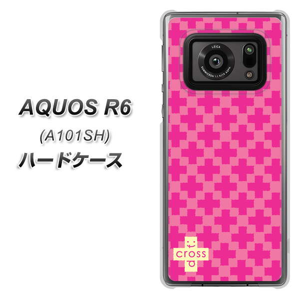 アクオスR6 A101SH 高画質仕上げ 背面印刷 ハードケース【IB901  クロスドット_ピンク】