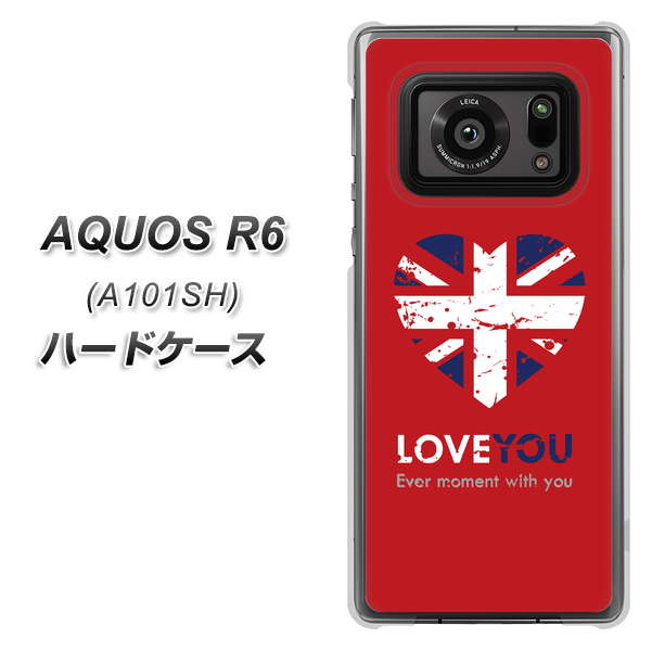 アクオスR6 A101SH 高画質仕上げ 背面印刷 ハードケース【SC804 ユニオンジャック ハートビンテージレッド】