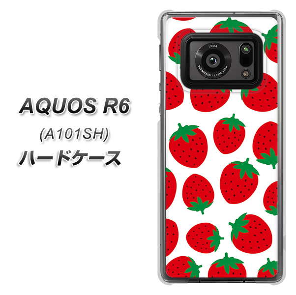 アクオスR6 A101SH 高画質仕上げ 背面印刷 ハードケース【SC811 小さいイチゴ模様 レッド】