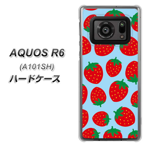 アクオスR6 A101SH 高画質仕上げ 背面印刷 ハードケース【SC814 小さいイチゴ模様 レッドとブルー】
