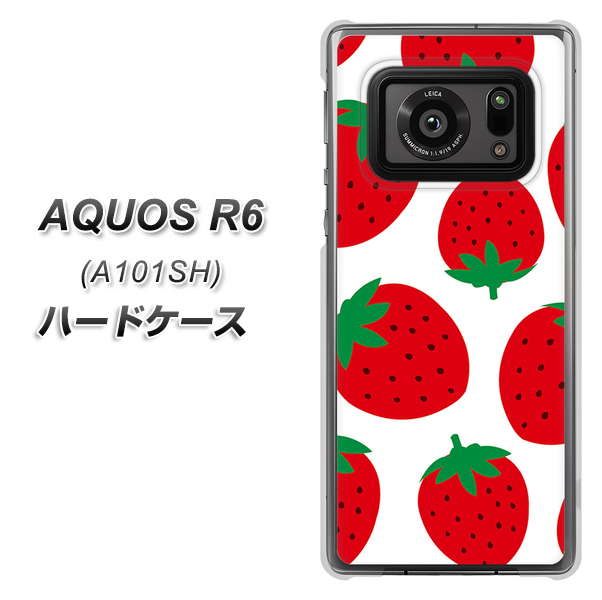 アクオスR6 A101SH 高画質仕上げ 背面印刷 ハードケース【SC818 大きいイチゴ模様レッド】