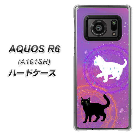 アクオスR6 A101SH 高画質仕上げ 背面印刷 ハードケース【YJ328 魔法陣猫 キラキラ　かわいい　ピンク】