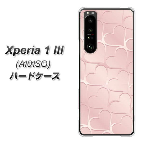 SoftBank エクスペリア1 III A101SO 高画質仕上げ 背面印刷 ハードケース【1340 かくれハート（ローズピンク）】