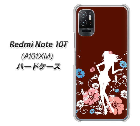 Redmi Note 10T A101XM SoftBank 高画質仕上げ 背面印刷 ハードケース【110 ハイビスカスと少女】